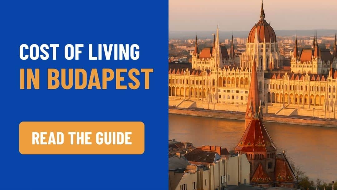 Cost of living in Budapest 2025 – graphic with Parliament image